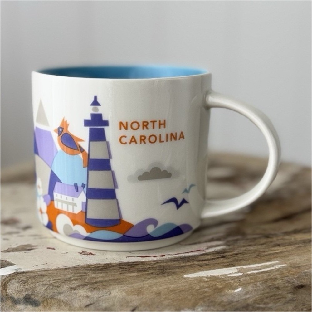 Starbucks You Are Here North Carolina Mug Blue Interior Retired Collectible